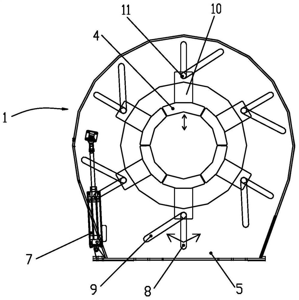 A carcass tube retracting right-angle device for aviation radial tire building machine