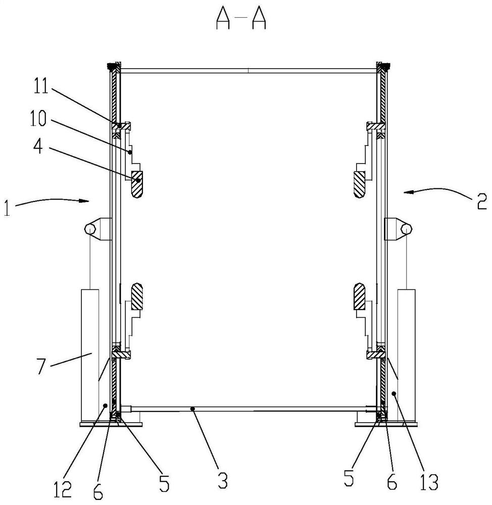 A carcass tube retracting right-angle device for aviation radial tire building machine