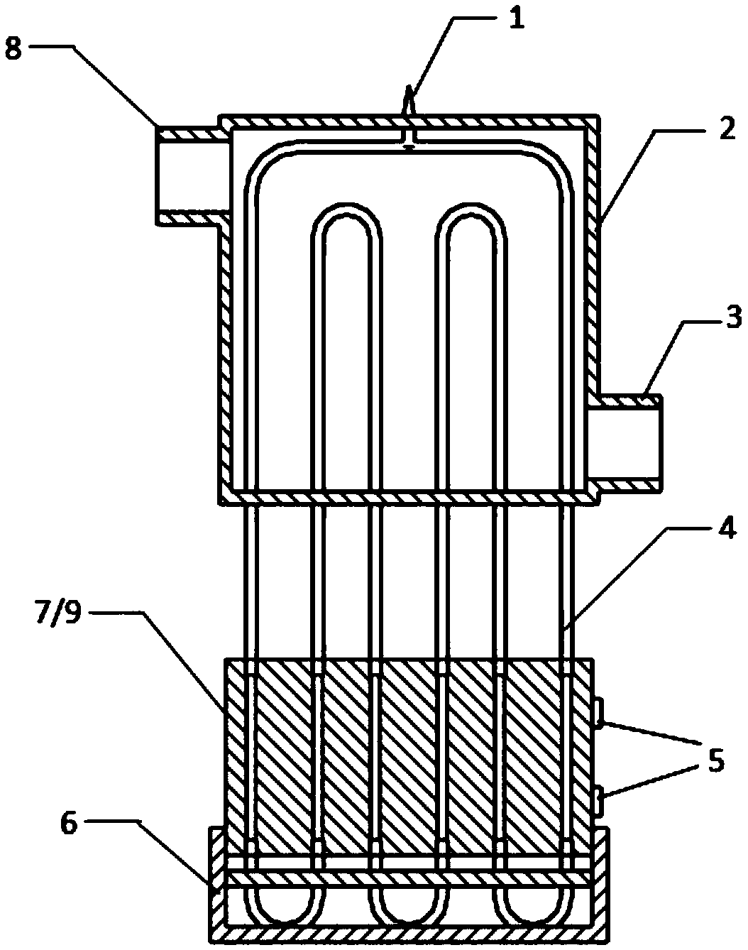 Lithium battery module based on pulsating heat pipe radiation