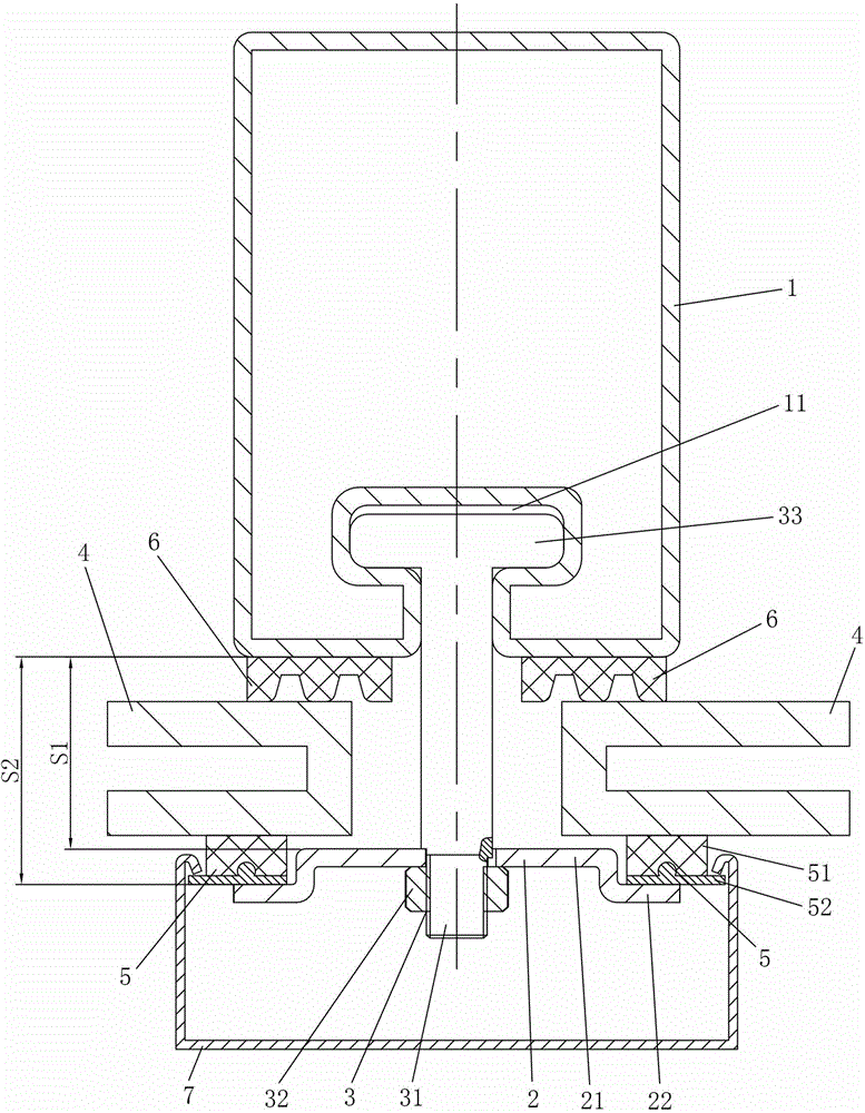 Connecting component for mounting curtain wallboard