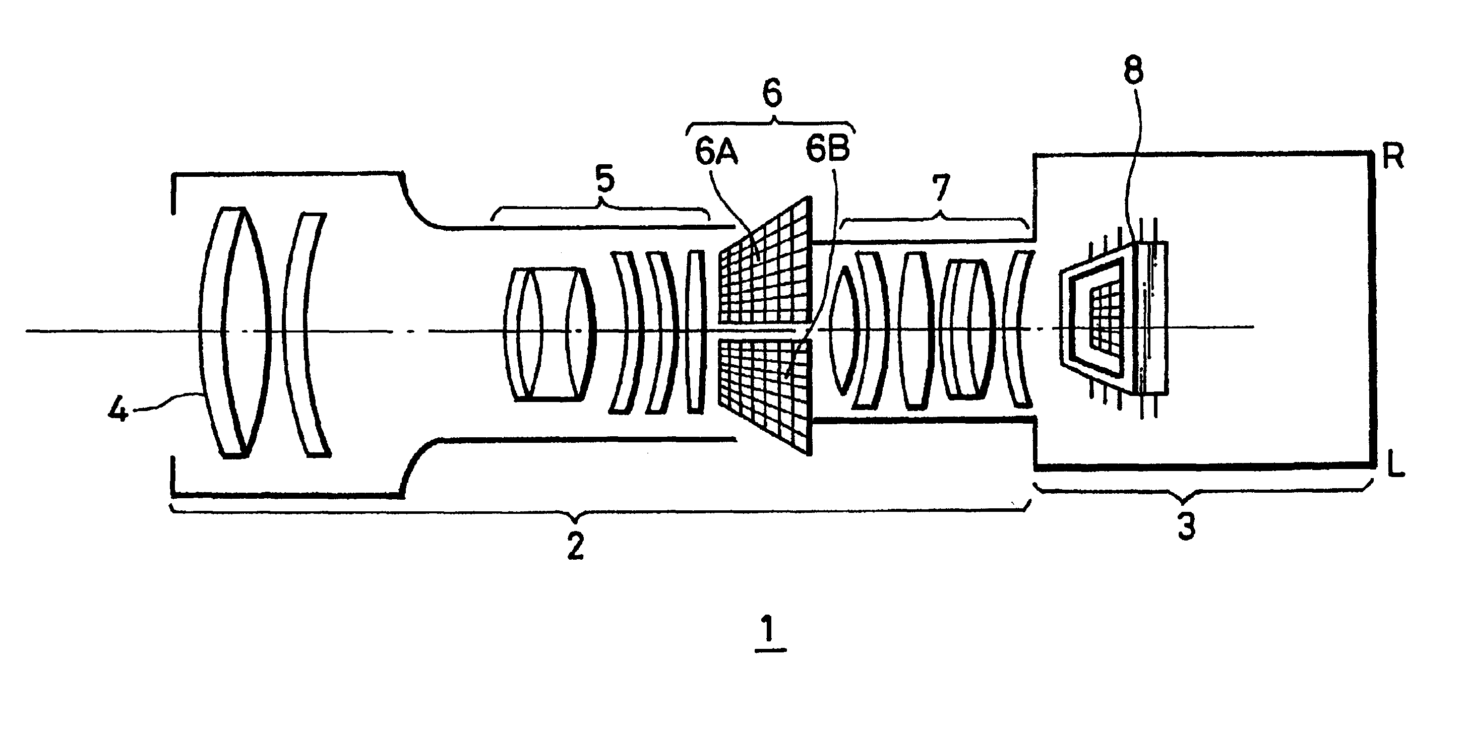 Stereoscopic zoom lens with shutter arranged between first and second lens groups