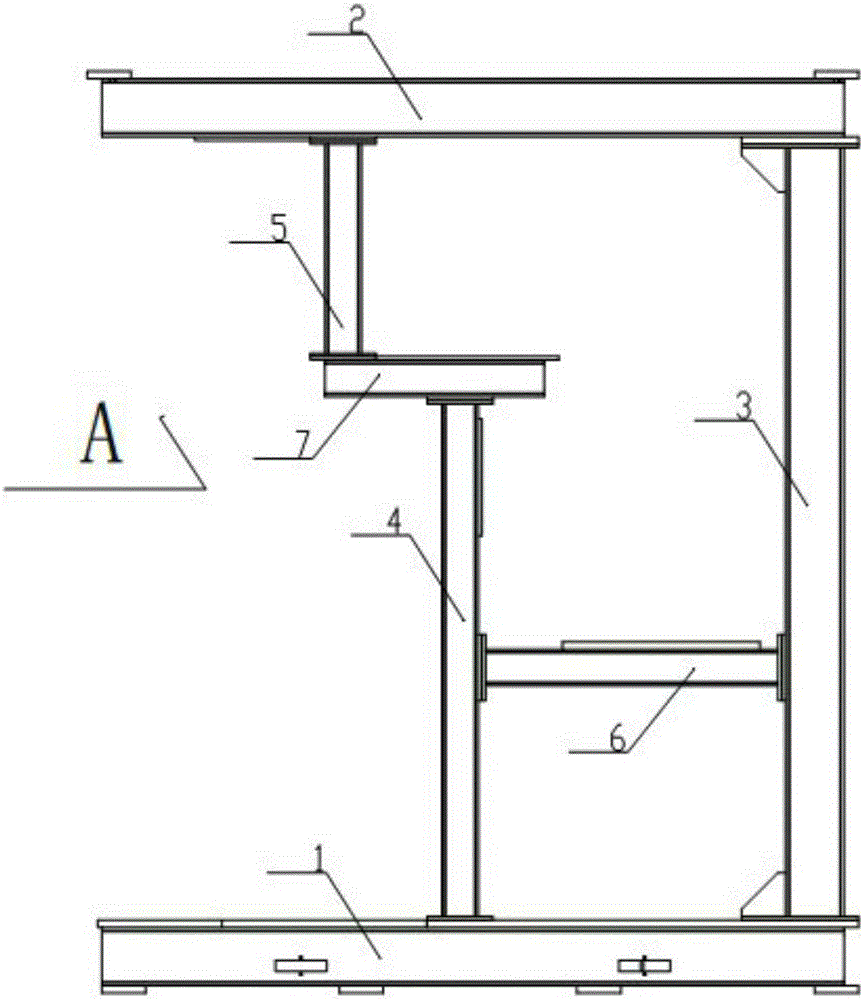 Automatic welding device installation rack for V-shaped groove of ship T-shaped material and lifting method for automatic welding device installation rack