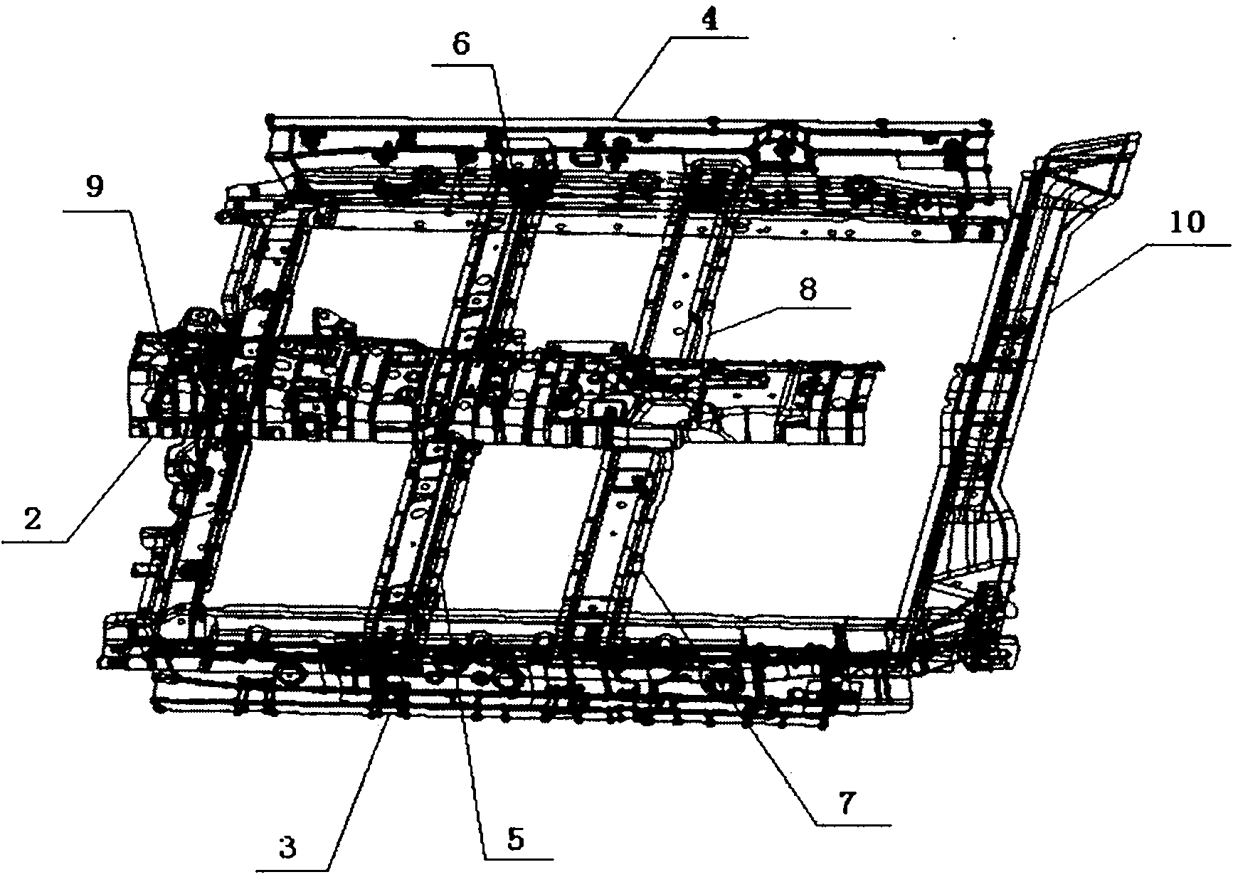 Novel front floor system of electric automobile