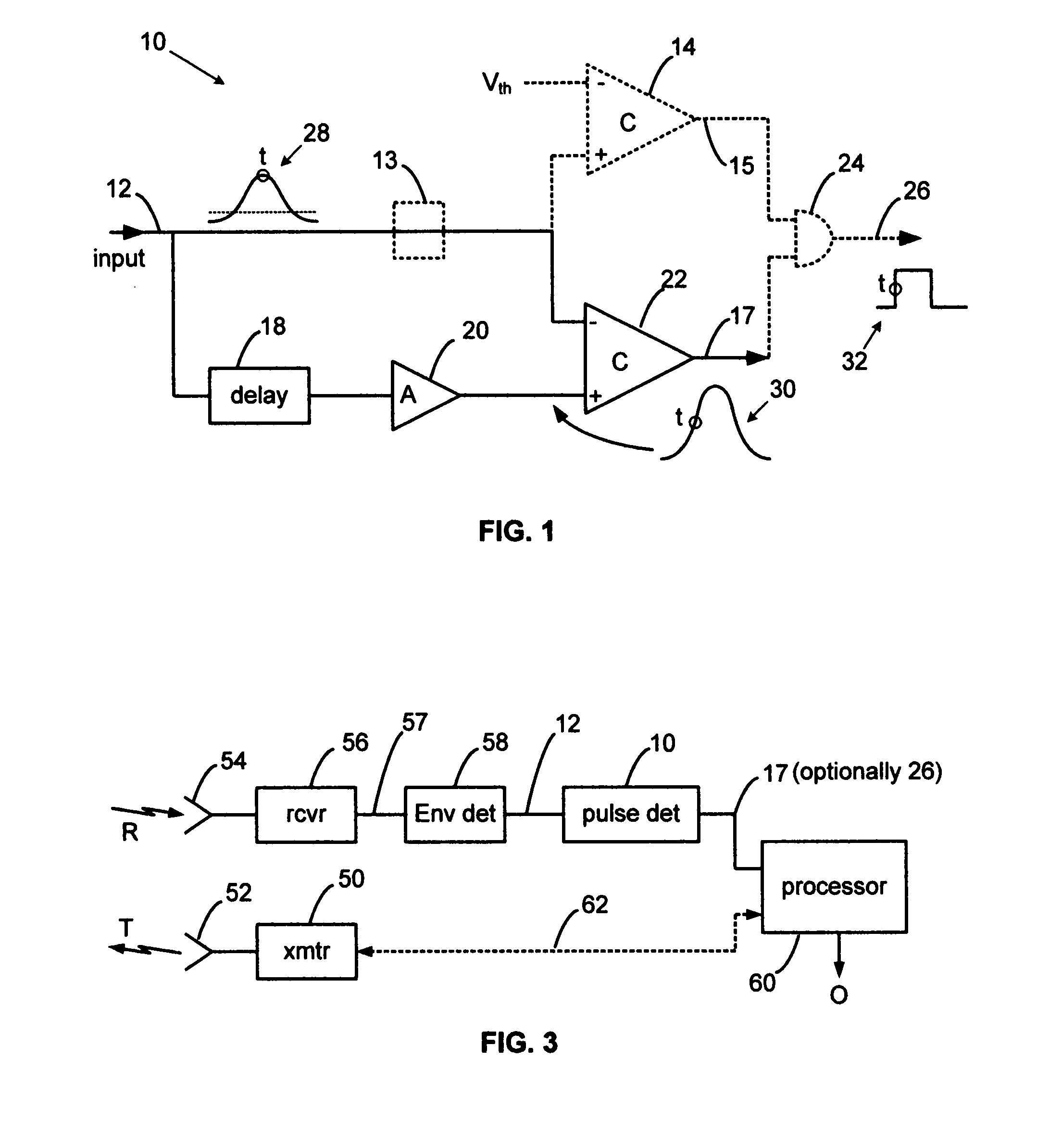 Self-referencing radar pulse detector