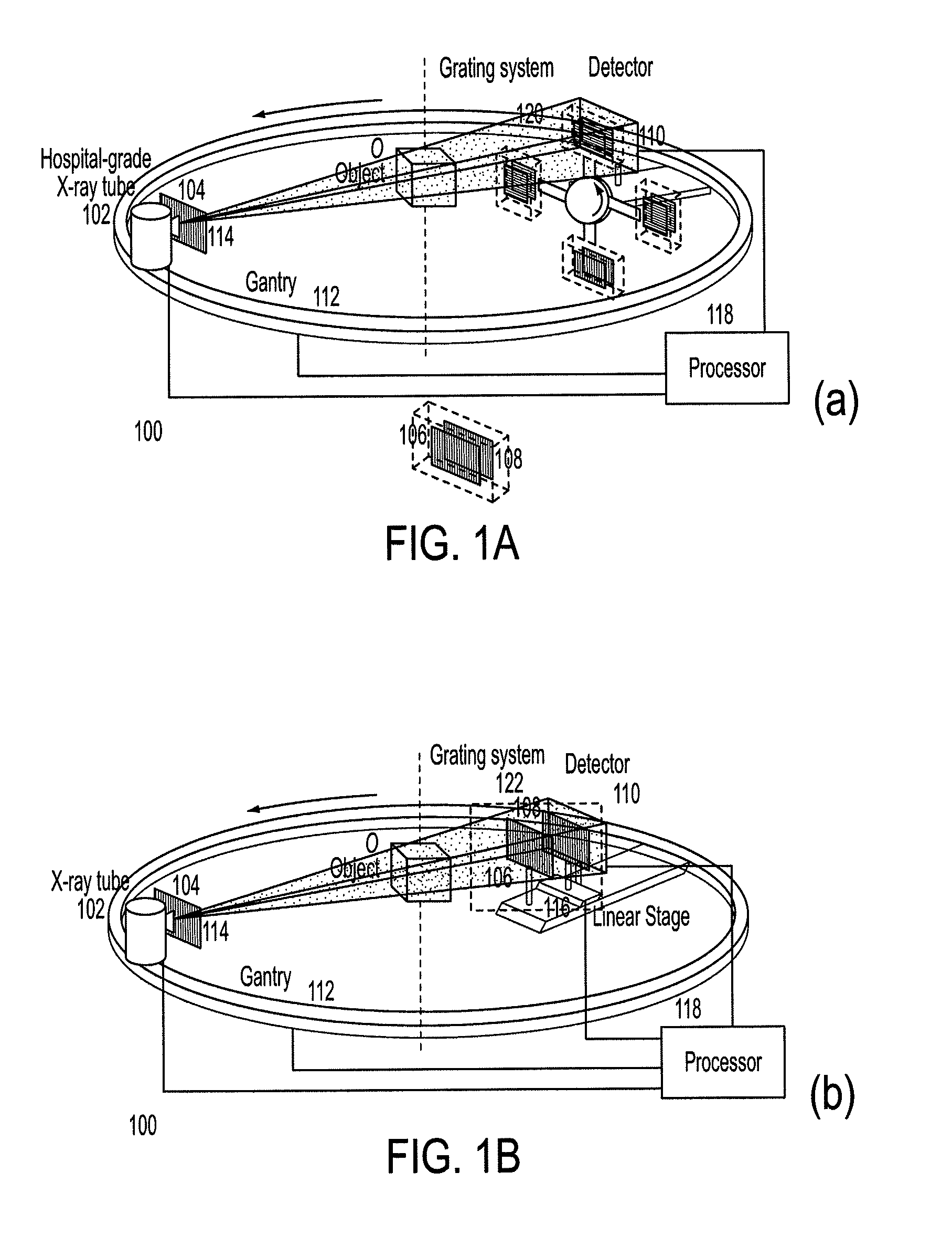 Methods and apparatus for differential phase-contrast fan beam CT, cone-beam CT and hybrid cone-beam CT