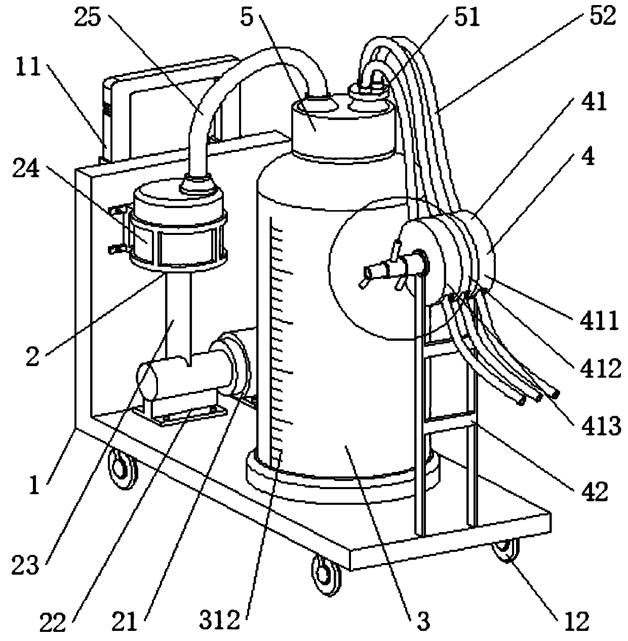 Clinical multi-section electric drainage device for cardiovascular medicine department