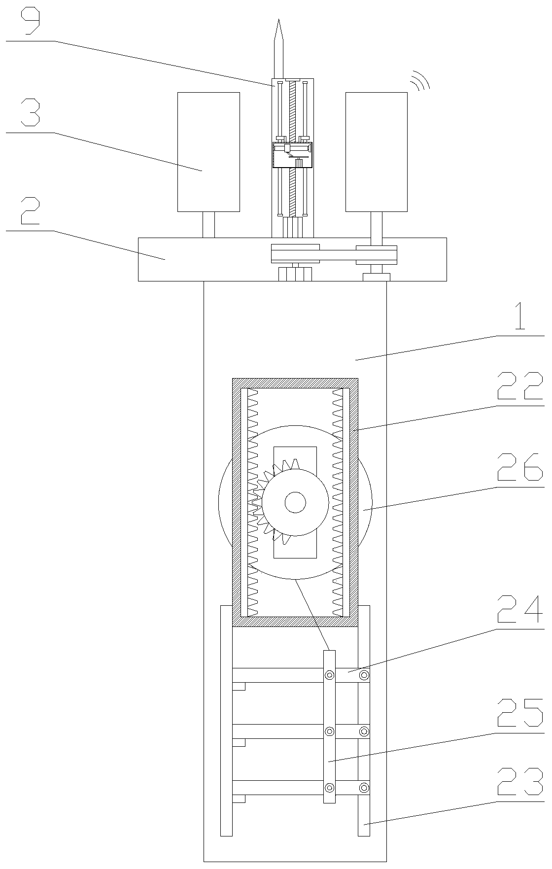 A safe communication iron tower with deicing and anti-climbing functions