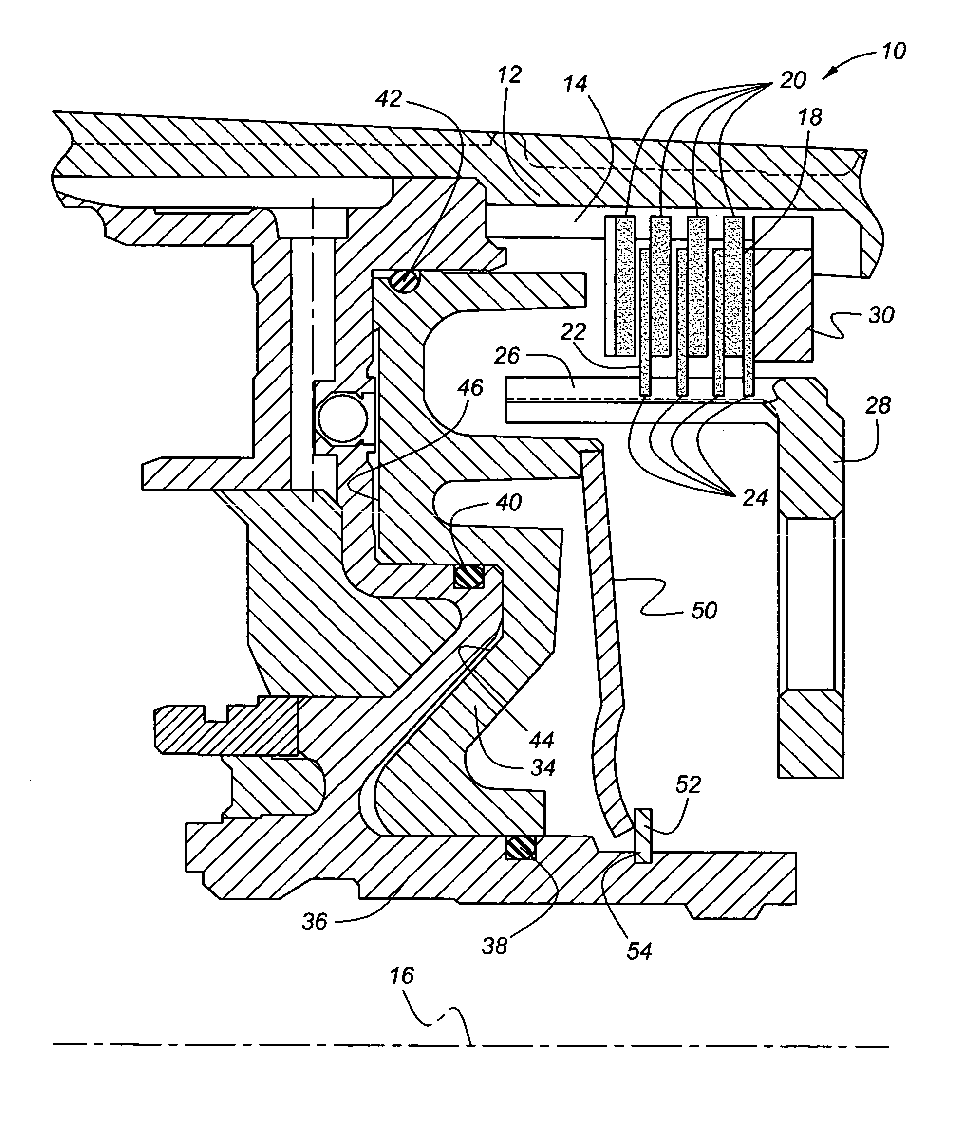 Dual area piston for transmission clutch and sequential control therefor