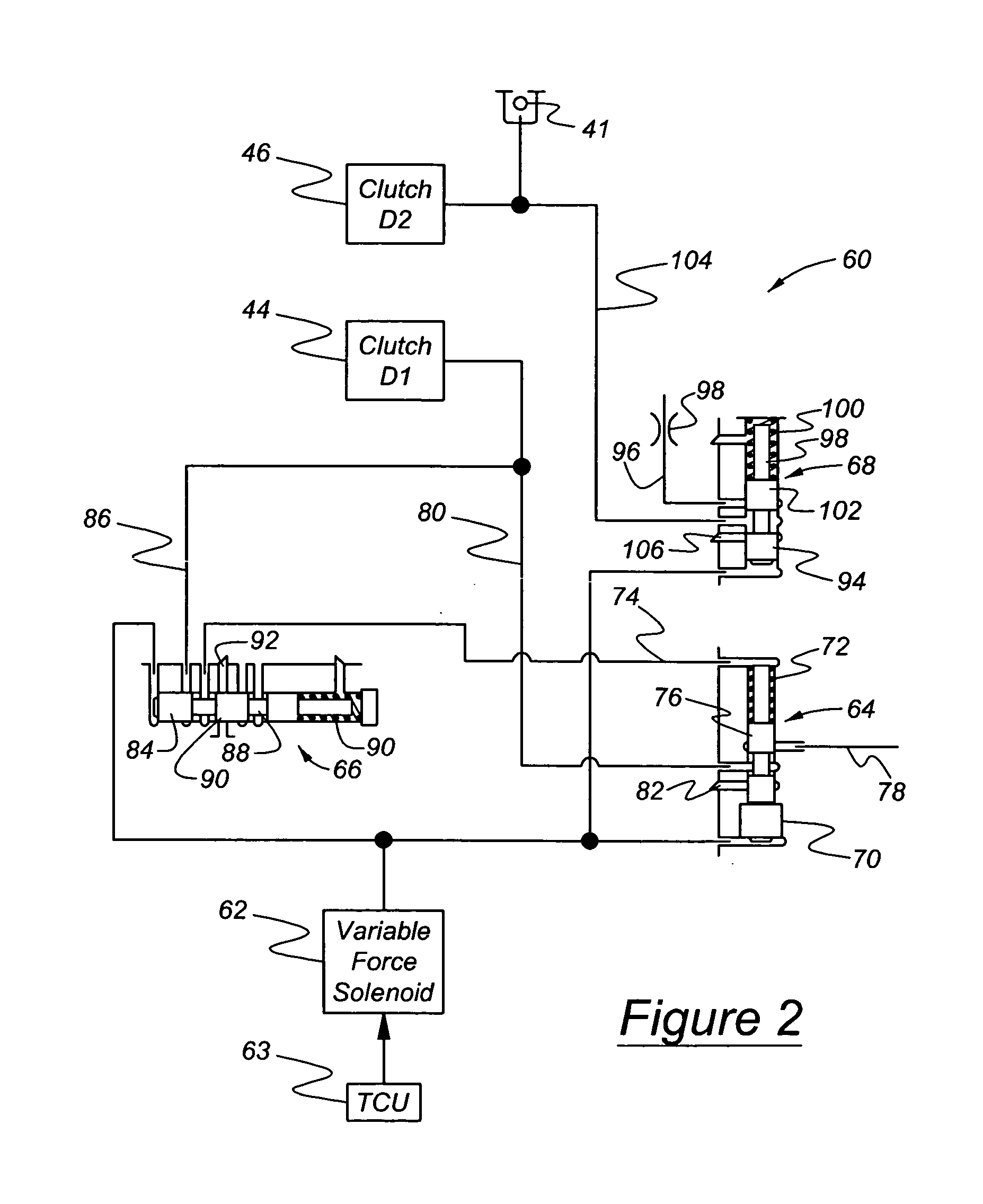 Dual area piston for transmission clutch and sequential control therefor