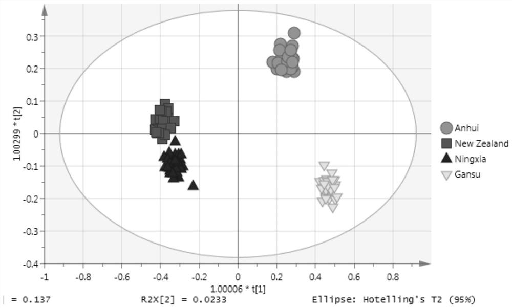 Metabolic marker combination for mutton producing area traceability, screening method and application