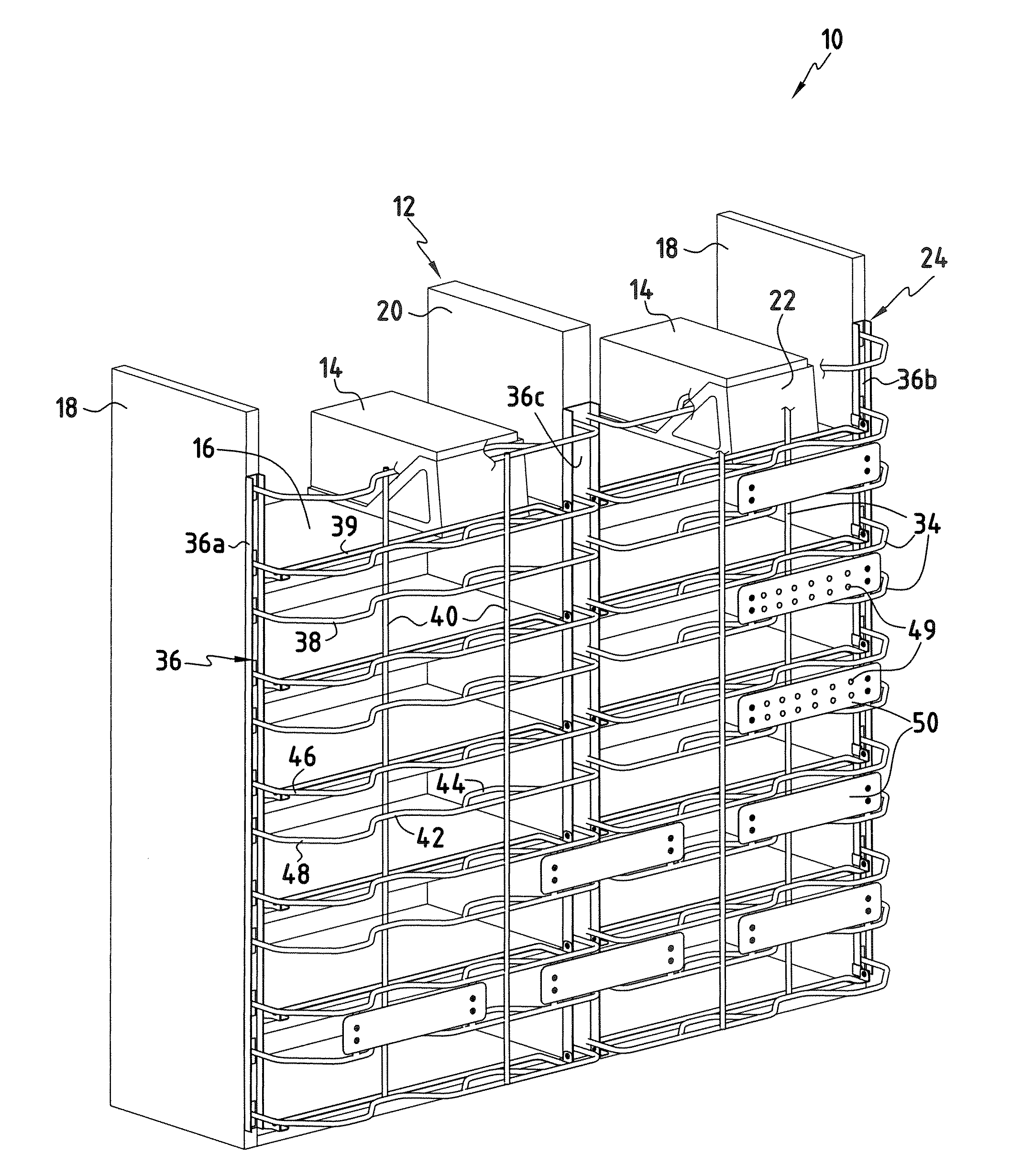 Electrical cabinet including a wiring support