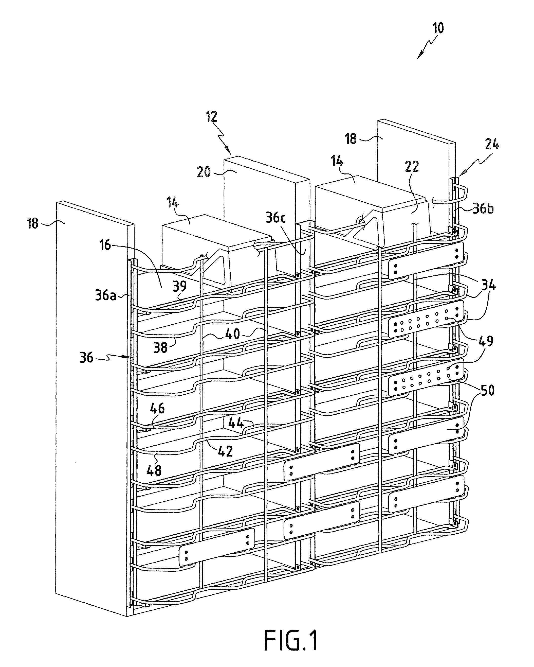 Electrical cabinet including a wiring support