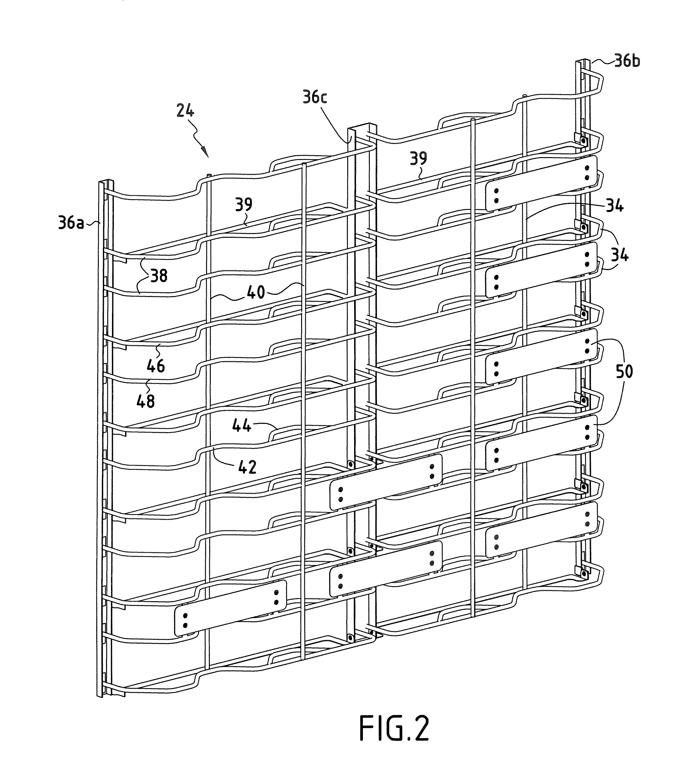 Electrical cabinet including a wiring support