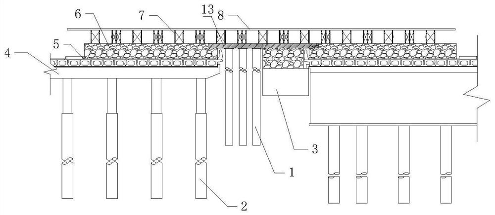 Viaduct cross-ground parallel bridge buttress full framing combined support and construction method thereof