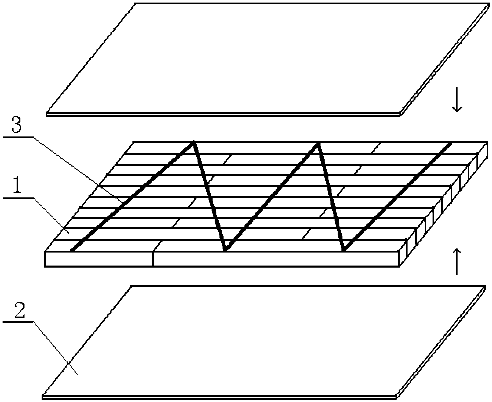 Low-carton secondary blockboard and method for manufacturing same