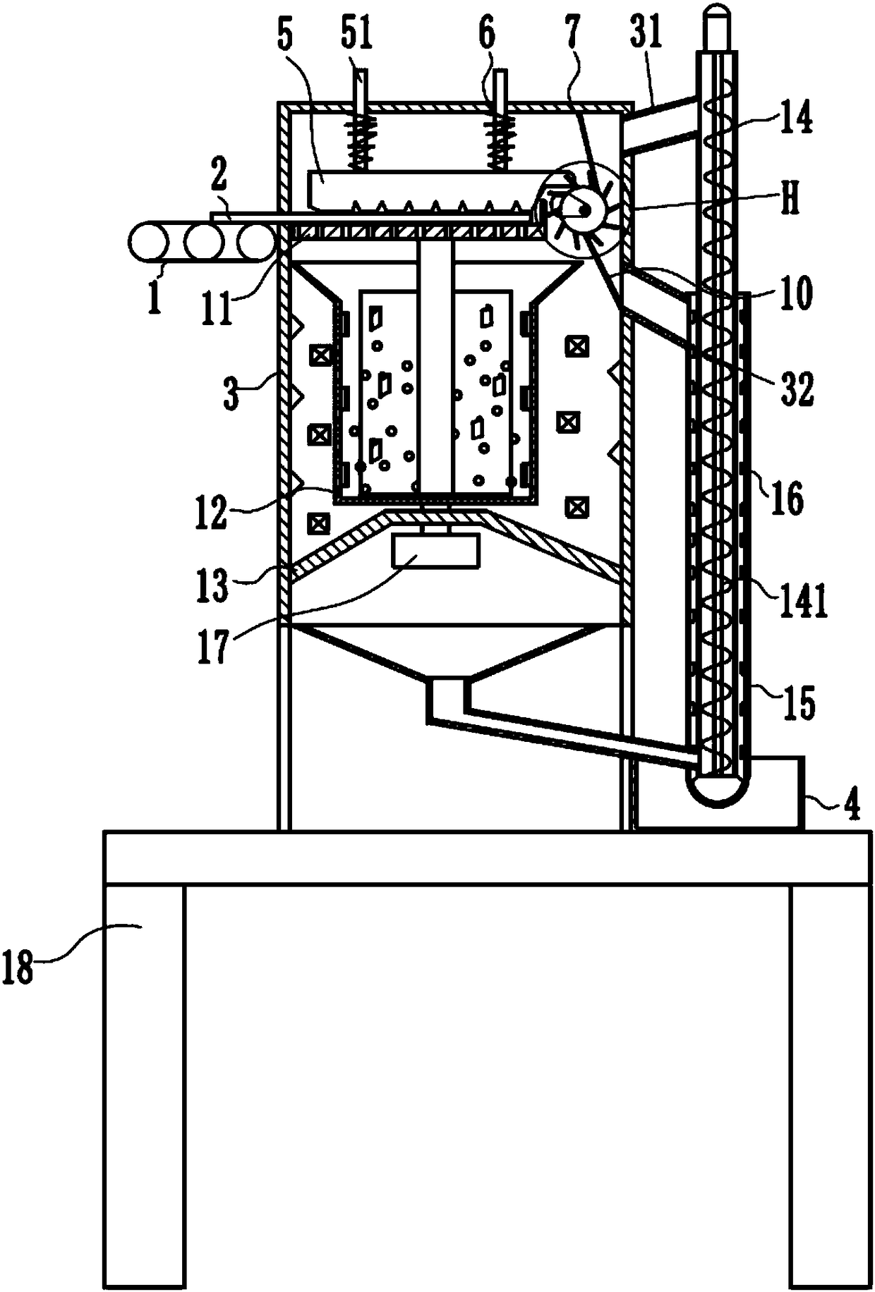 Glass waste and impurity recycling treatment system