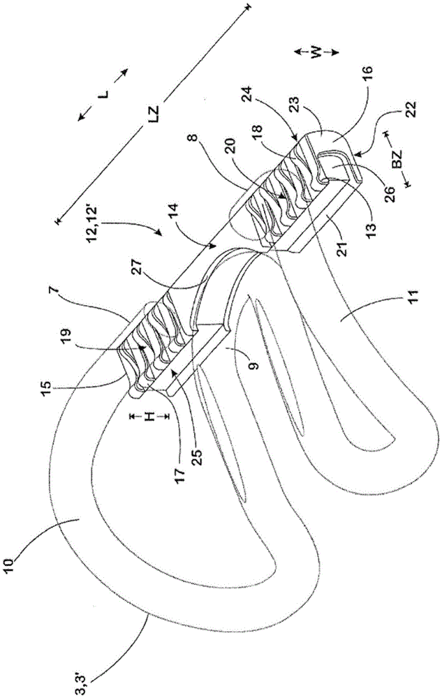 Resilient intermediate piece for clamping rail base