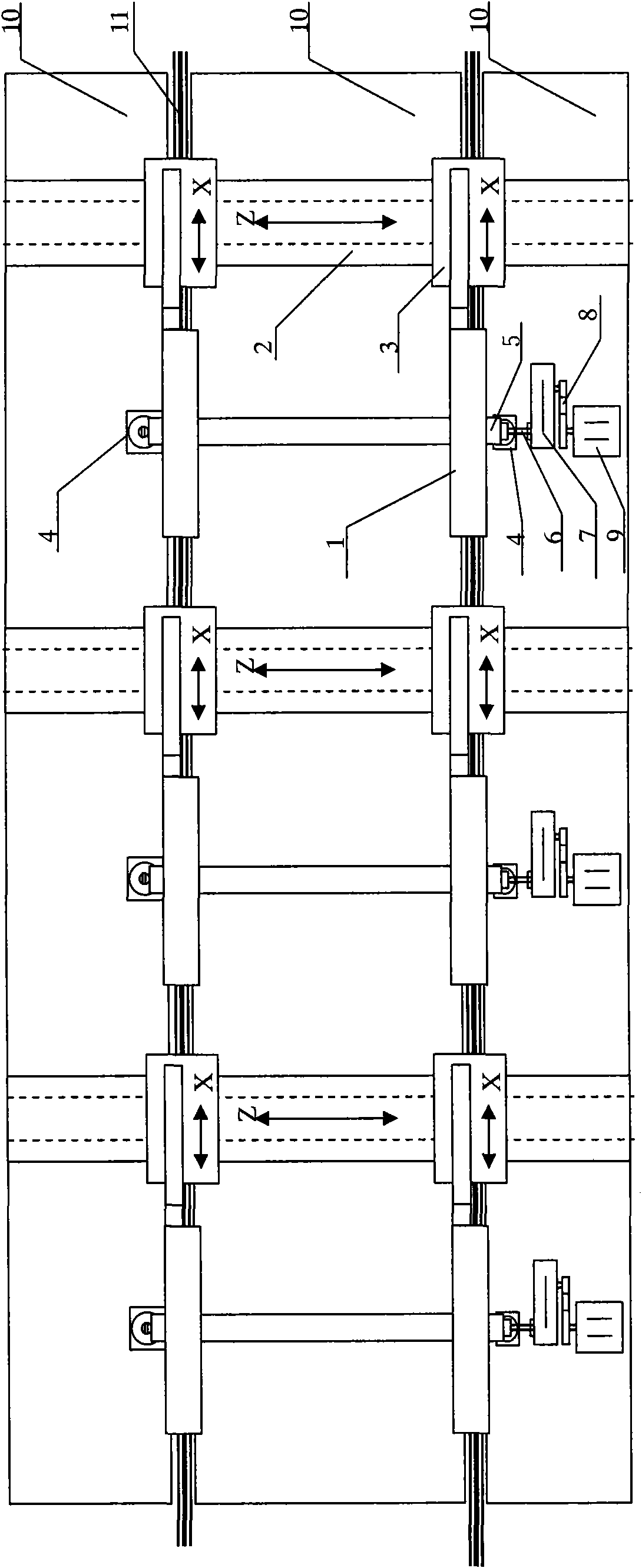 On-orbit car wheel lathe being capable of processing multiunit wheels simultaneously