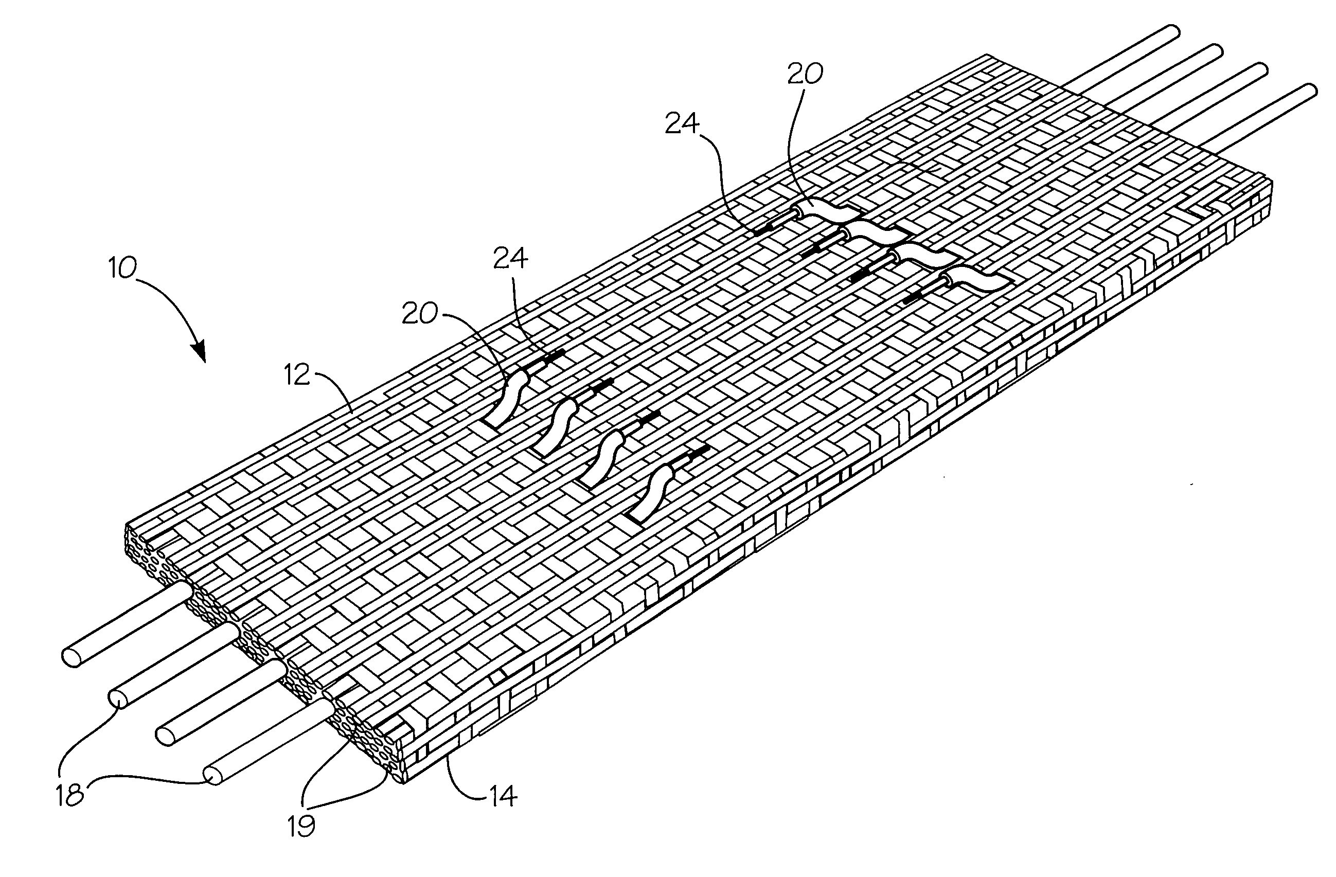 Elastic fabric with sinusoidally disposed wires