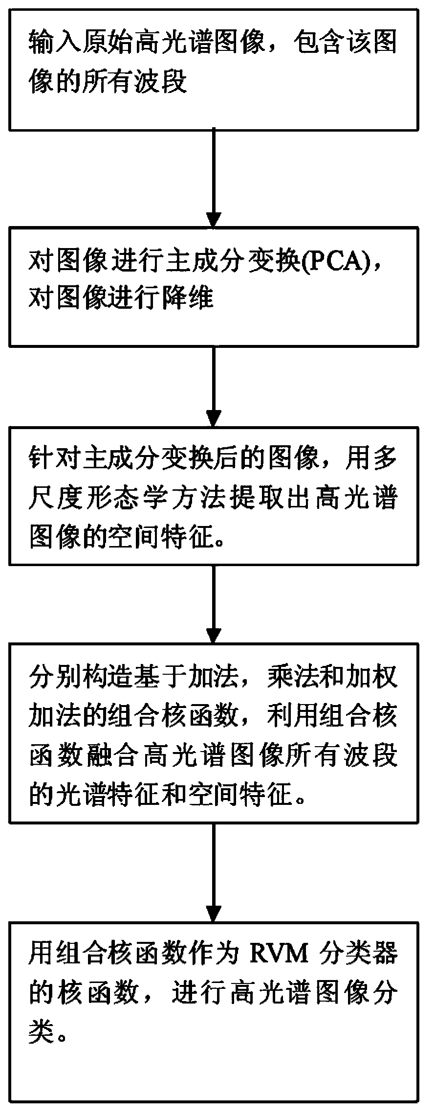 Combination-kernel-function RVM (Relevance Vector Machine) hyperspectral classification method integrated with multi-scale morphological characteristics