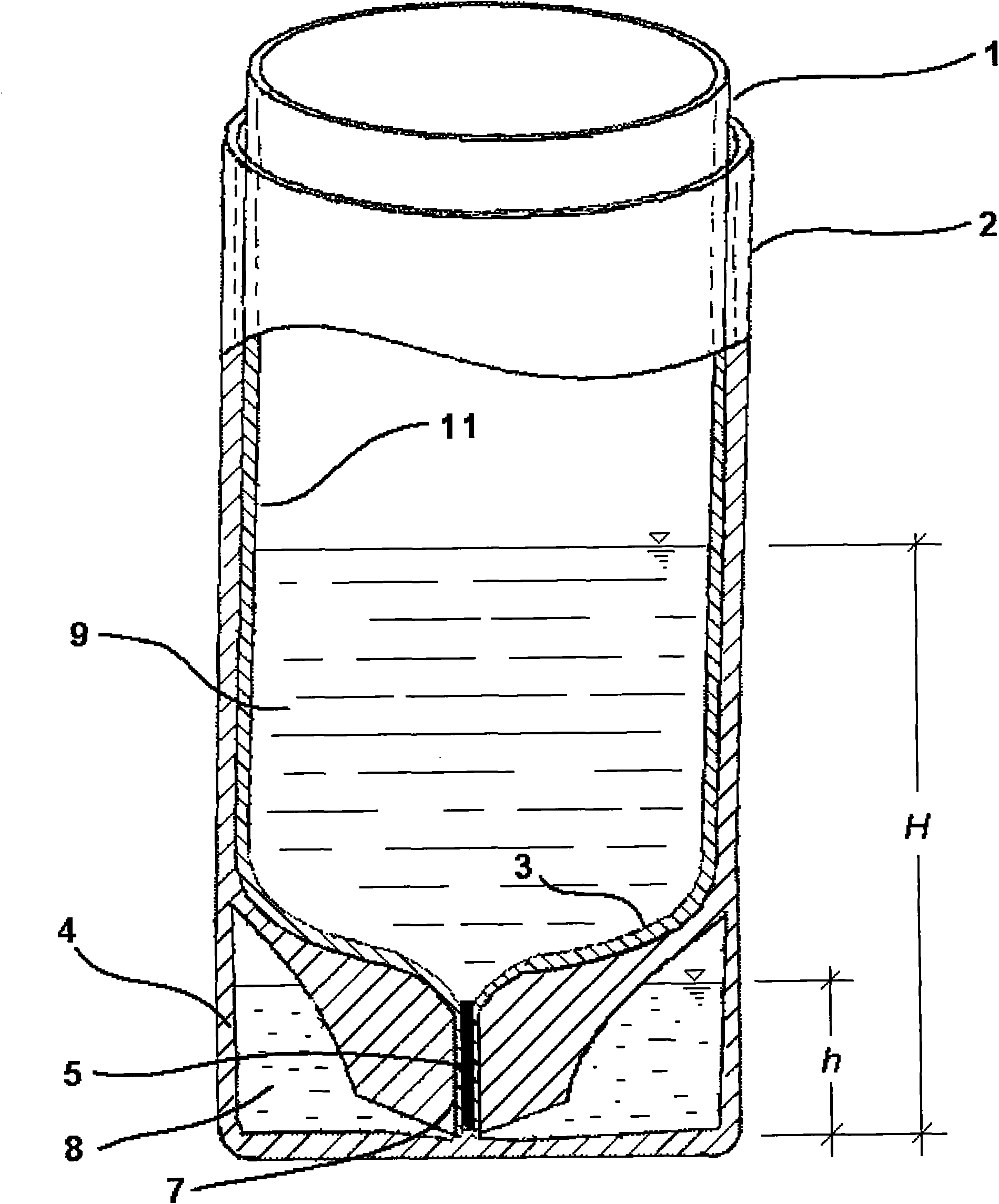 Double-layer crucible for growing silicon single crystals by directional solidification method