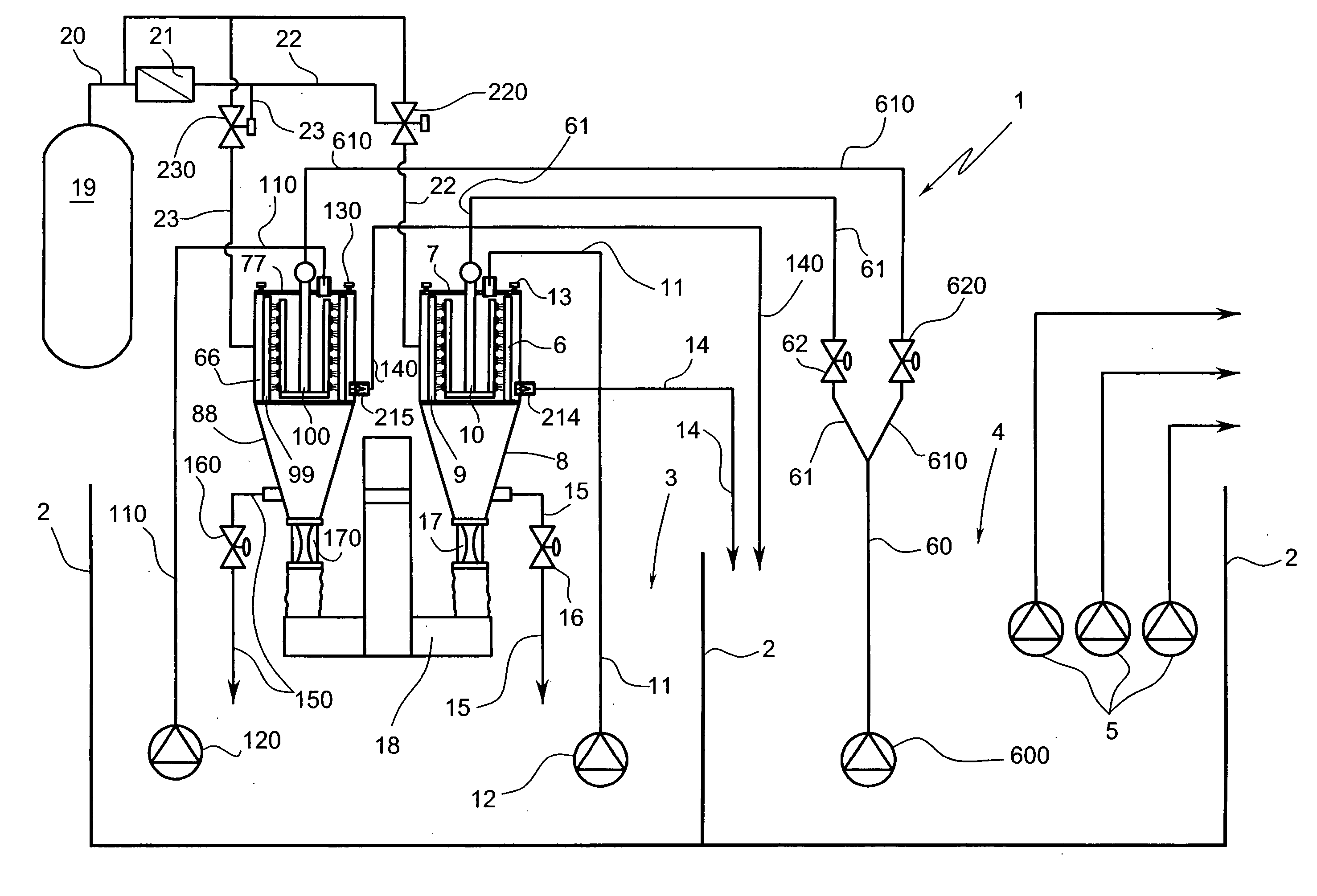 Plant and method for the treatment of the recovery cooling fluid in mechanical processing plants