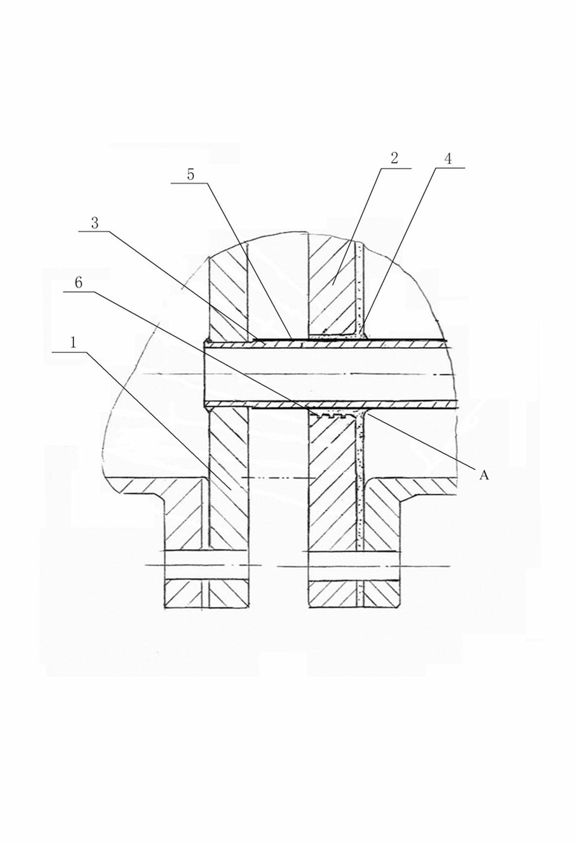 Compound connecting structure for tube plate and external glass lining tube