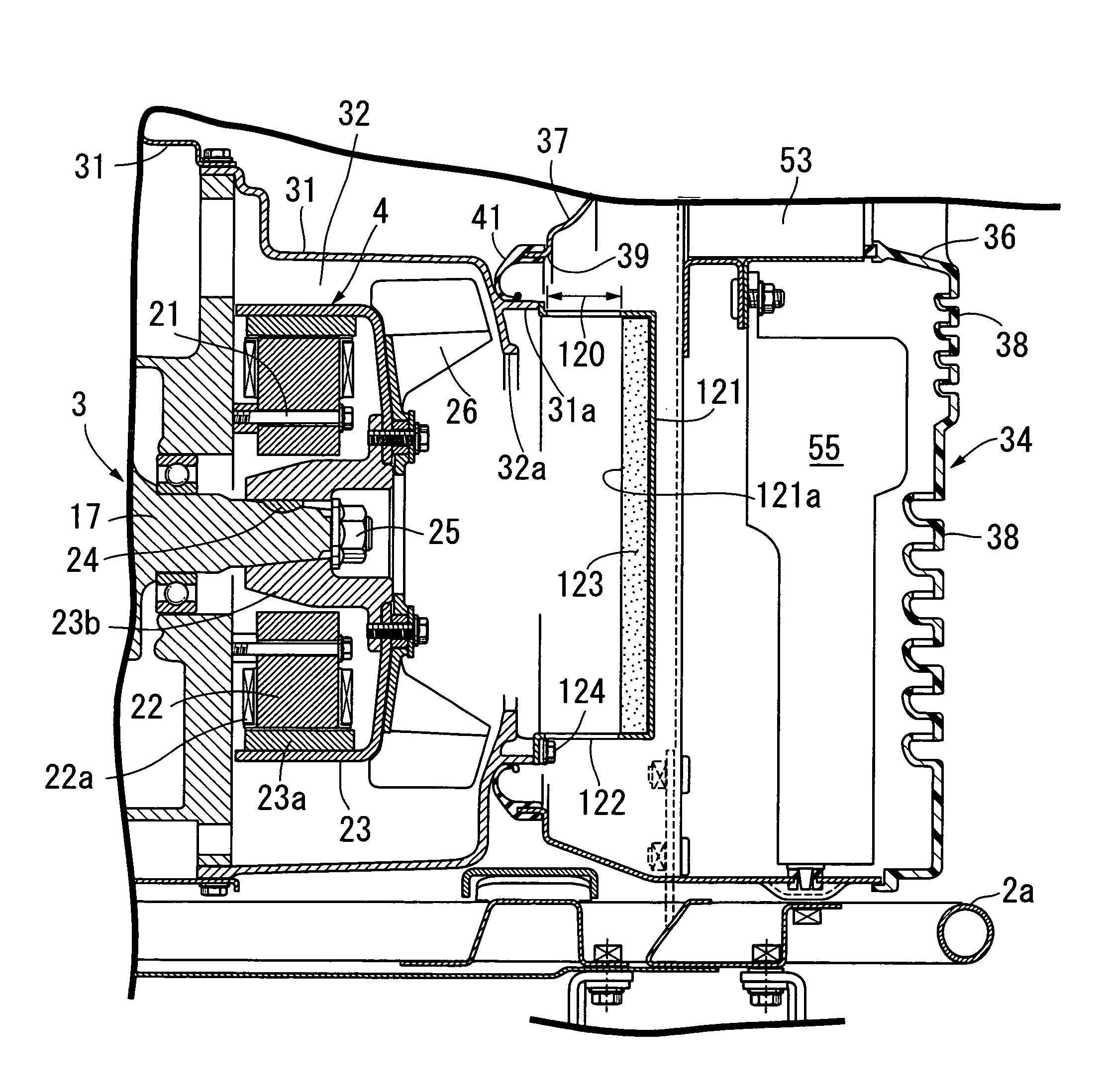 Engine-driven work machine resiliently supported on a frame