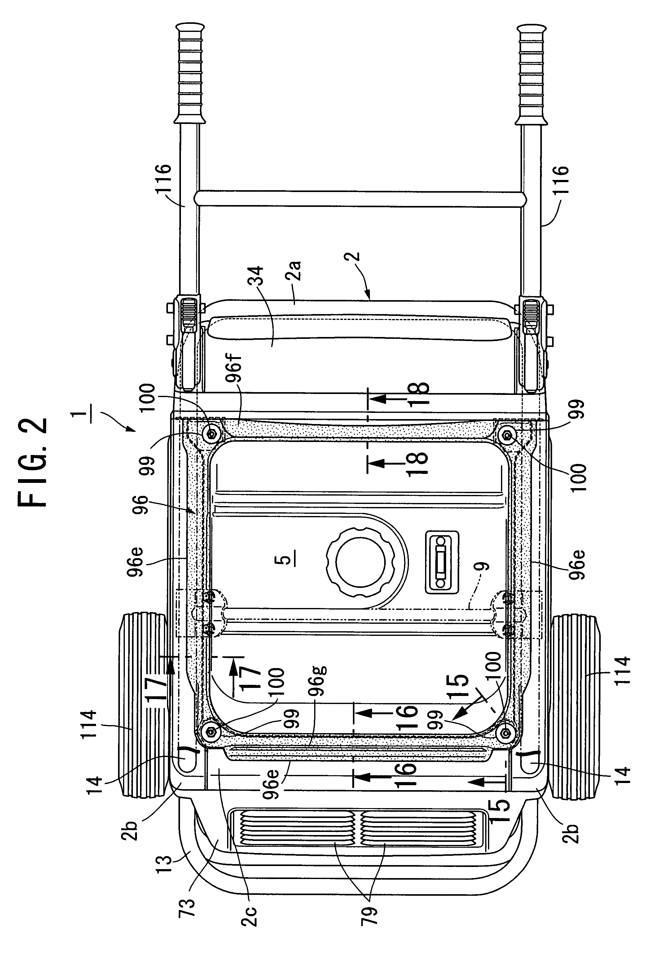 Engine-driven work machine resiliently supported on a frame