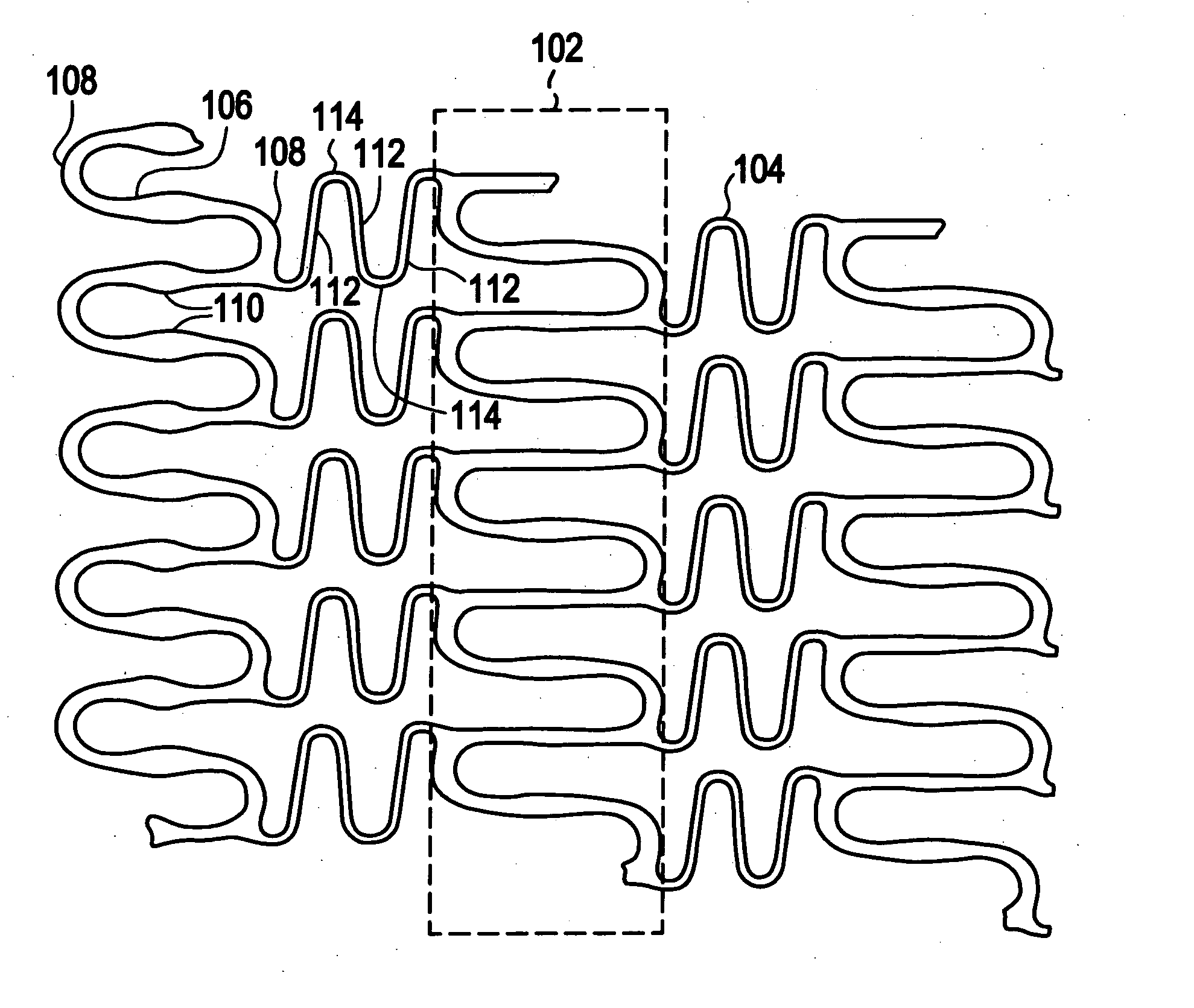 Polymeric stent having modified molecular structures in both the hoops and selected segments of the flexible connectors