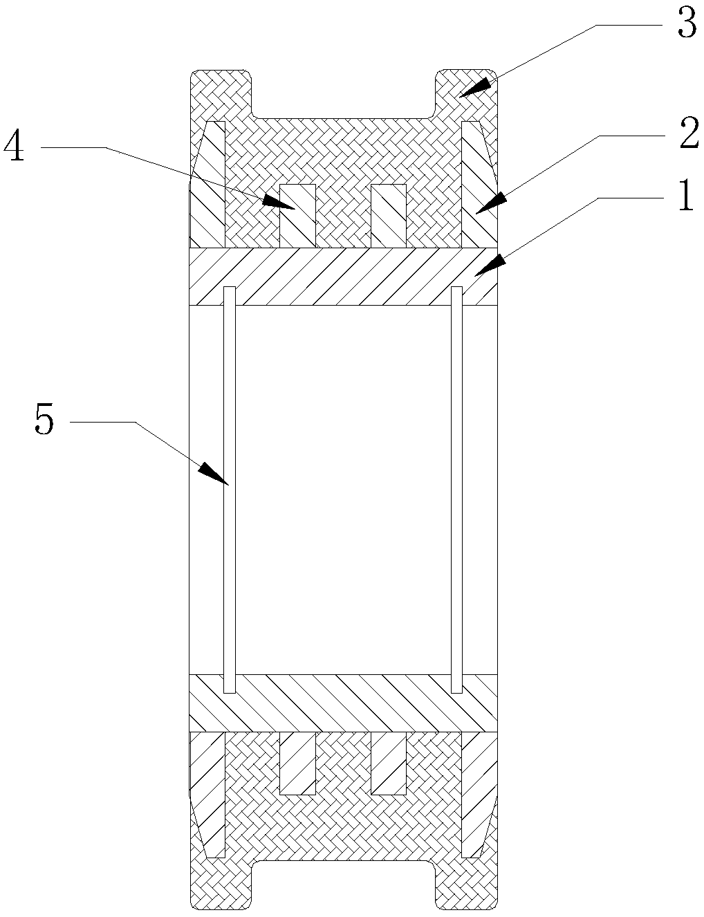 Walking wheel composite structure and driving walking wheel and driven walking wheel using same