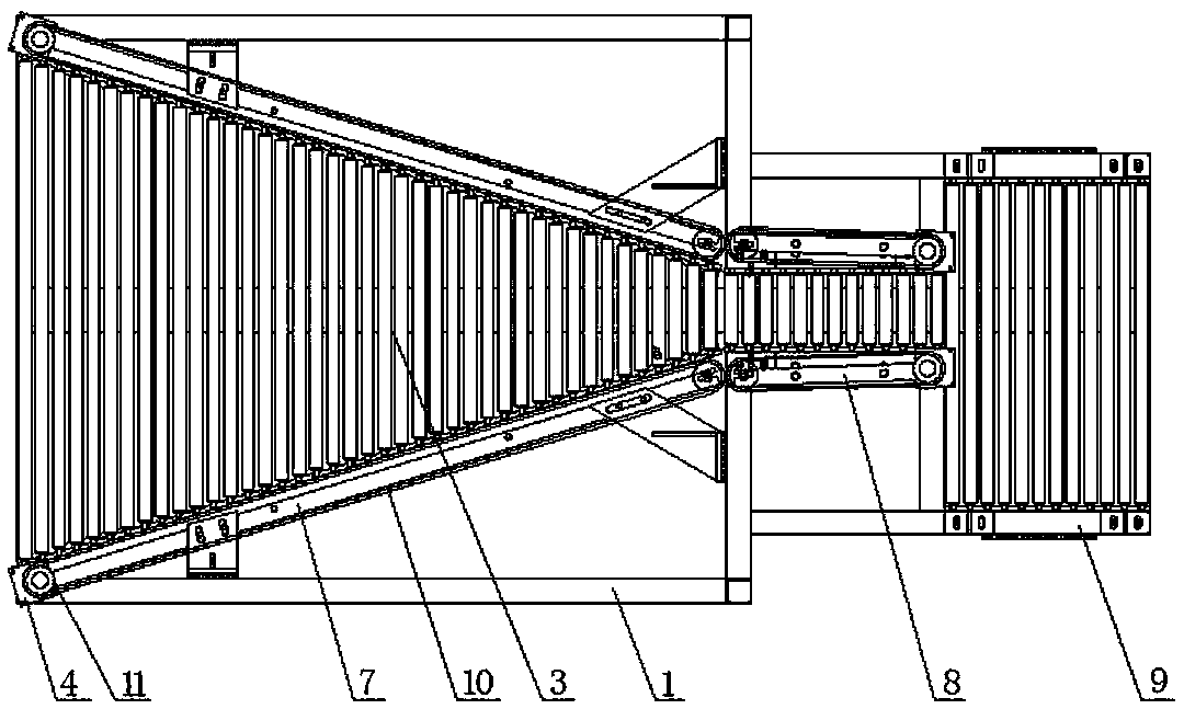 Soft-bag converging and separating device