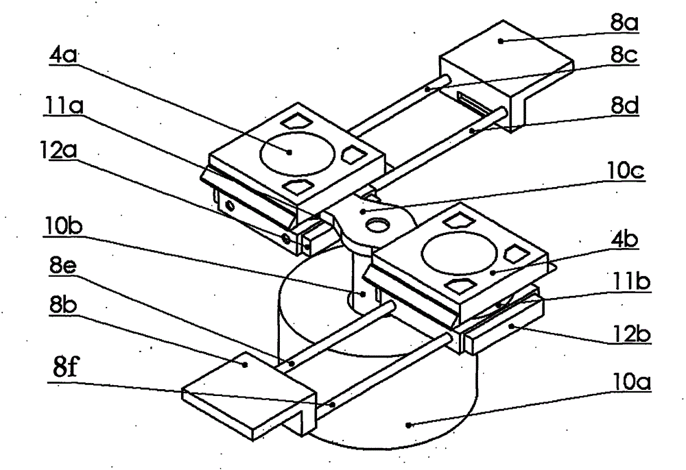 Double-workpiece-table same-phase rotation exchange method and device based on follow-up rotation-resisting mechanisms