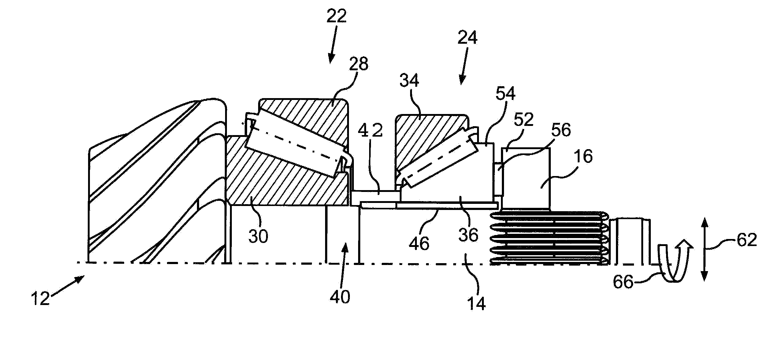 Bearing mounting arrangement for a drive train of a motor vehicle