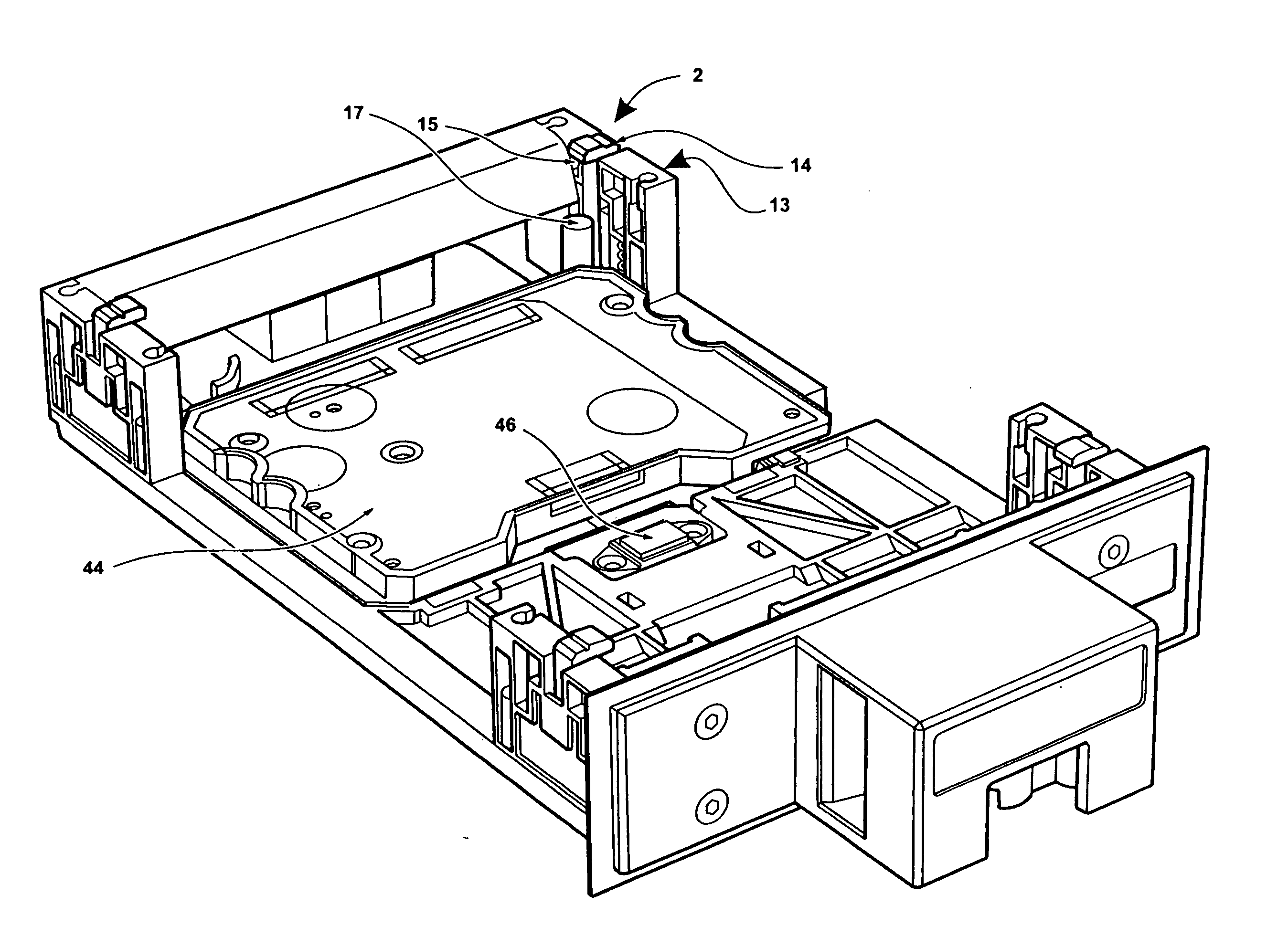 Disk drive support assembly, clamp assembly and disk drive carrier