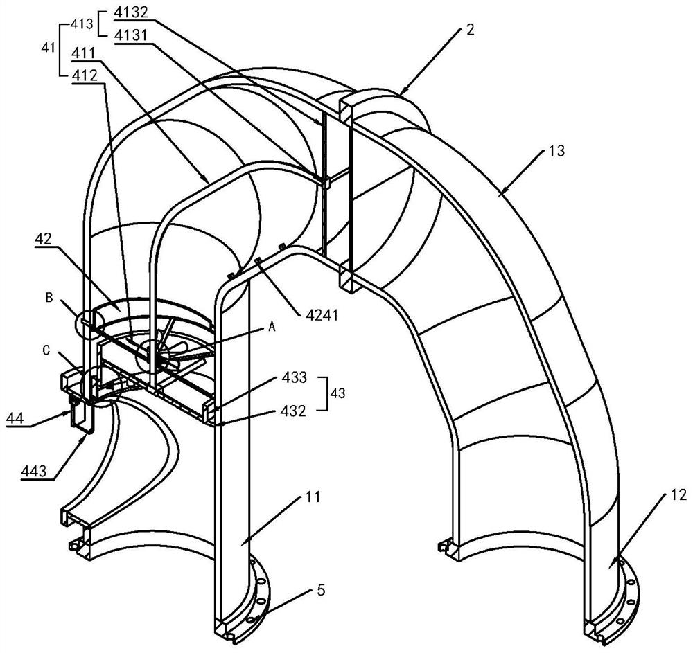 Multi-section type expansion flue of waste heat boiler