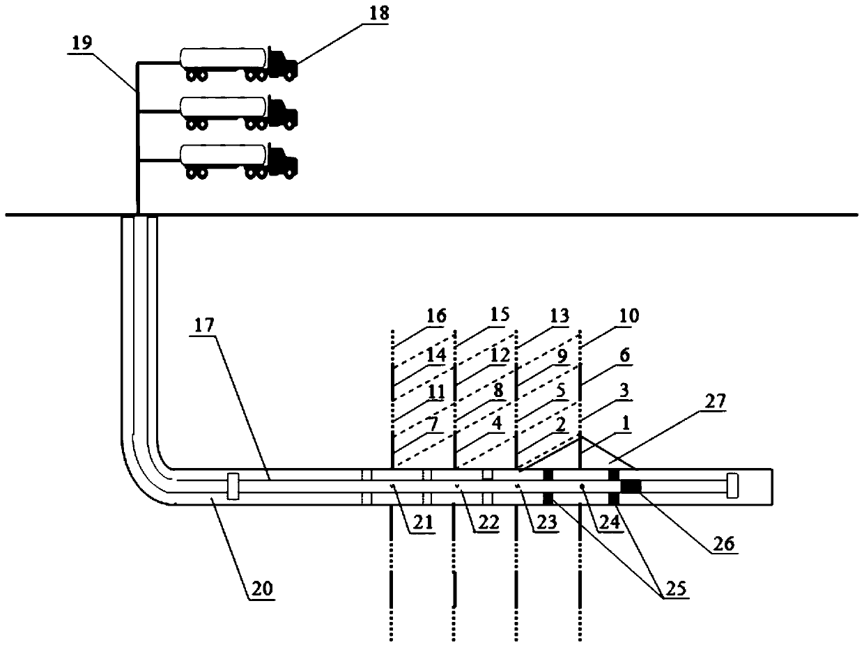 Multi-stage multi-stage reciprocating fracturing method and device for horizontal well