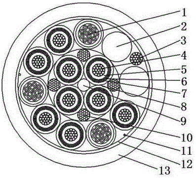 Photoelectric cable with coaxial electric units