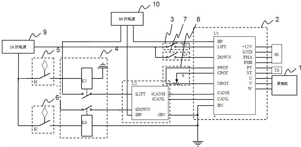 Motor active speed-reduction buffer system for measurement and control of forklift stroke