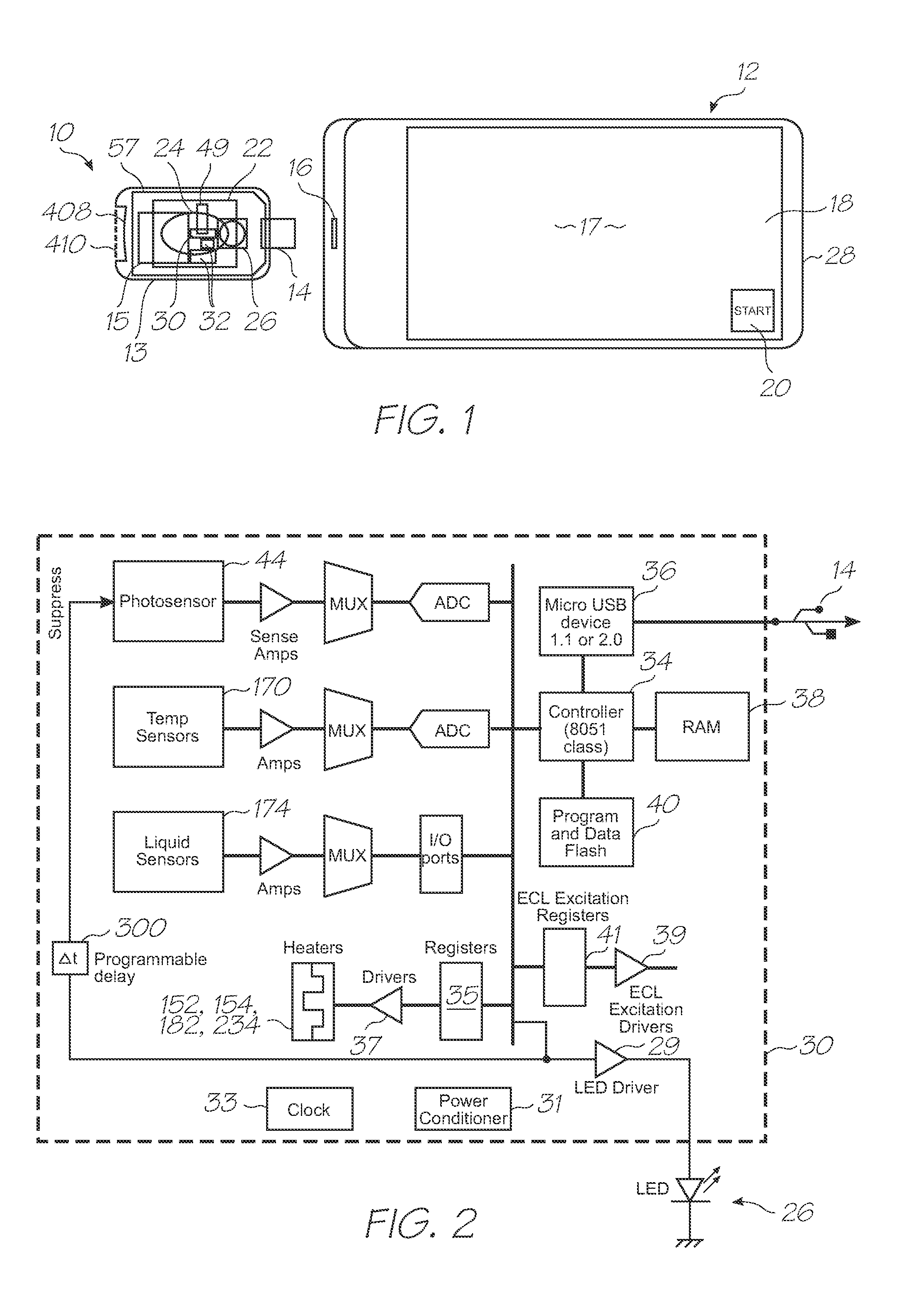 Loc with integral LED driver for excitation LED