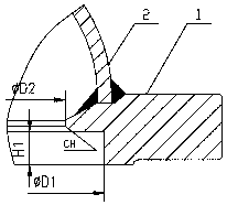 Composite build-up welding manufacturing method with corrosion resistant gasket welded to end part of flange