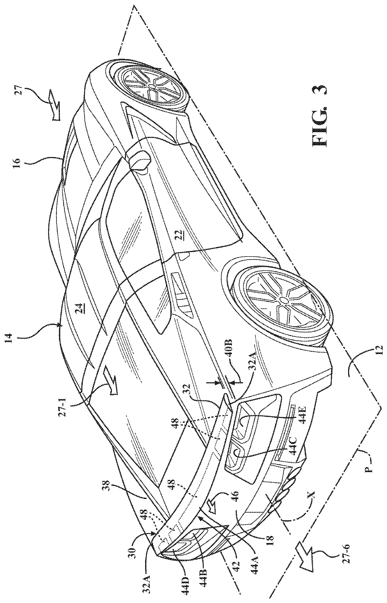 Lighting system for a motor vehicle with active aerodynamic element