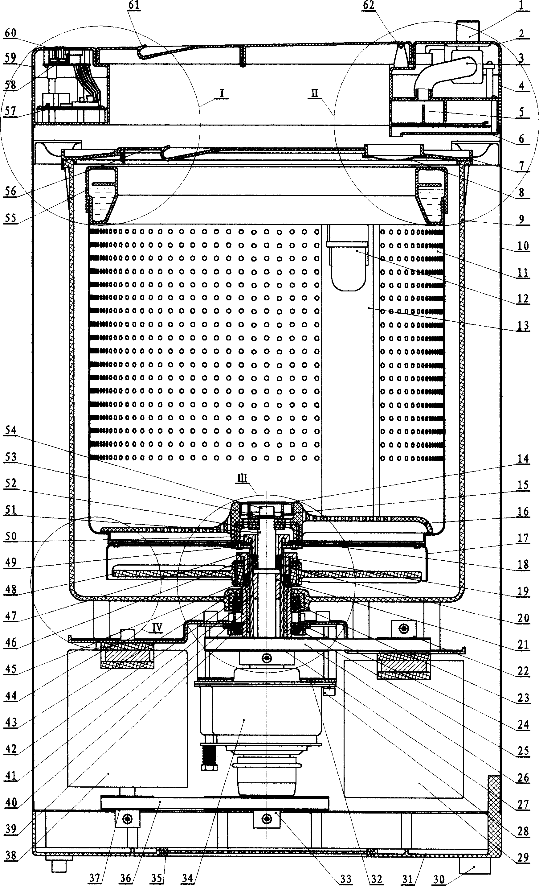 Double power composite current washing machine