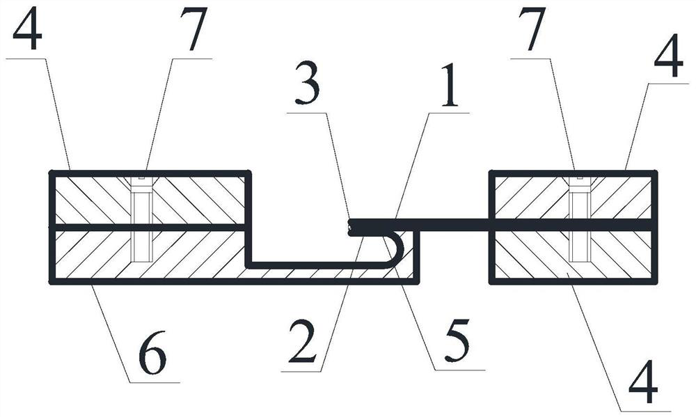 Sample tool for tensile test of end welding seam of thin plate