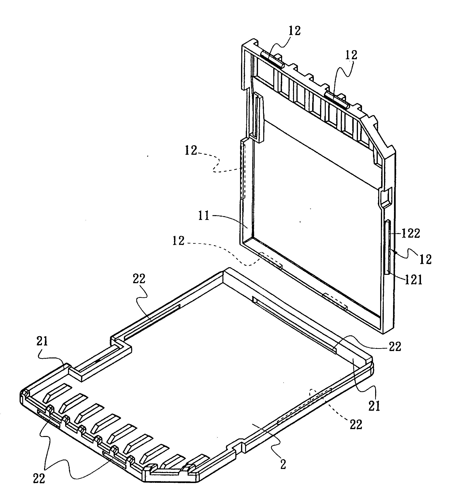 Fastening structure for memory card