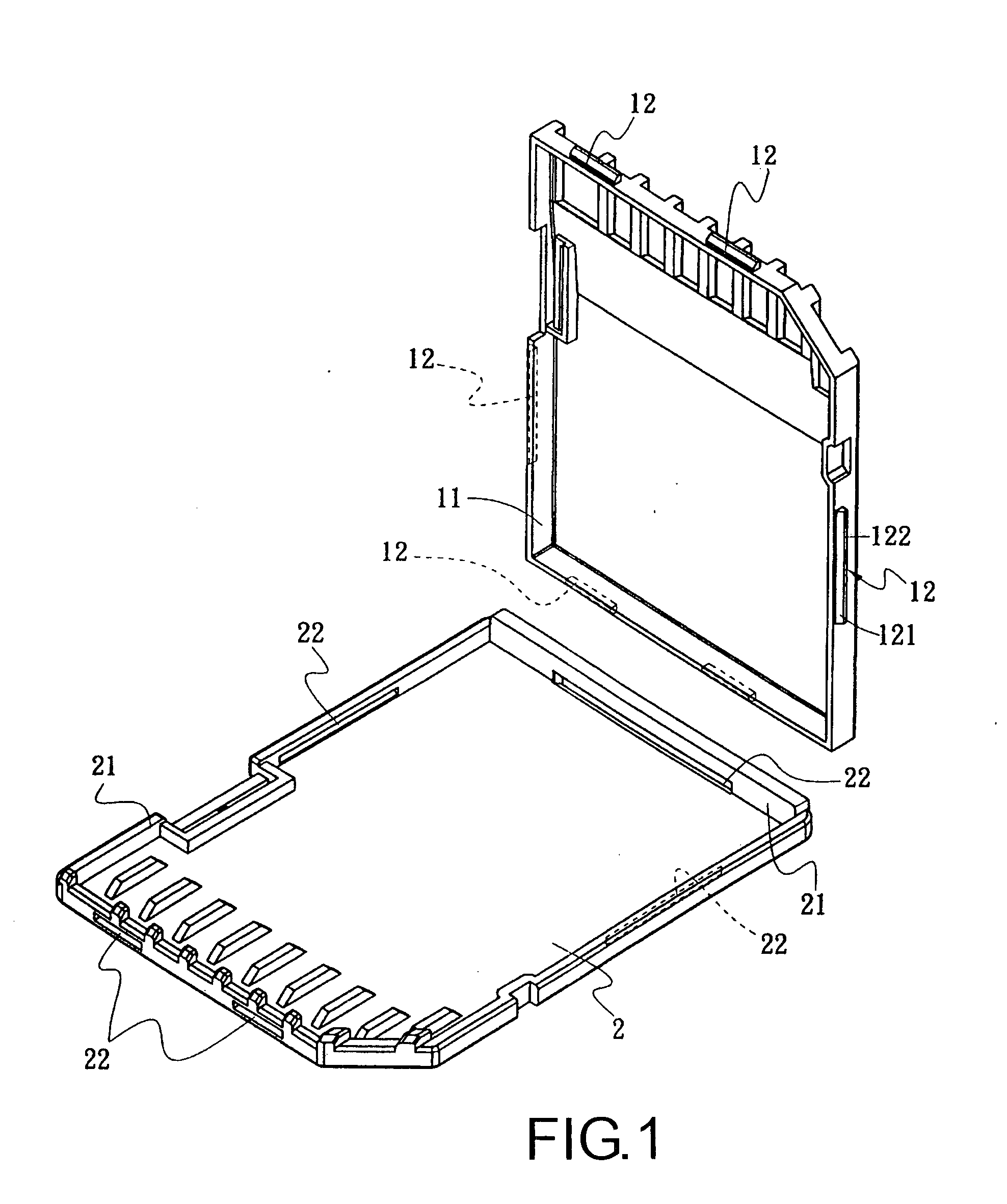 Fastening structure for memory card