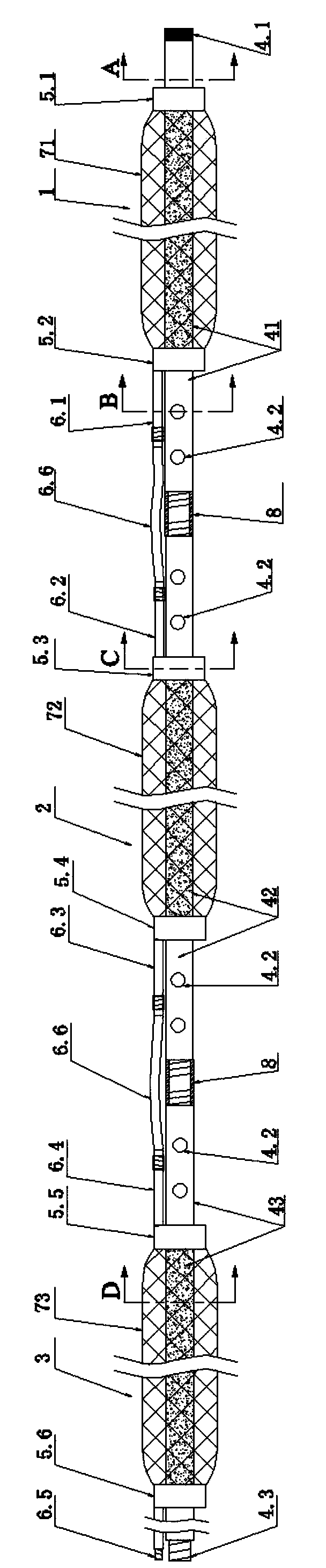 Drilling multiple-segment plugging, fracturing, grouting and water injection integrated equipment, and using method thereof