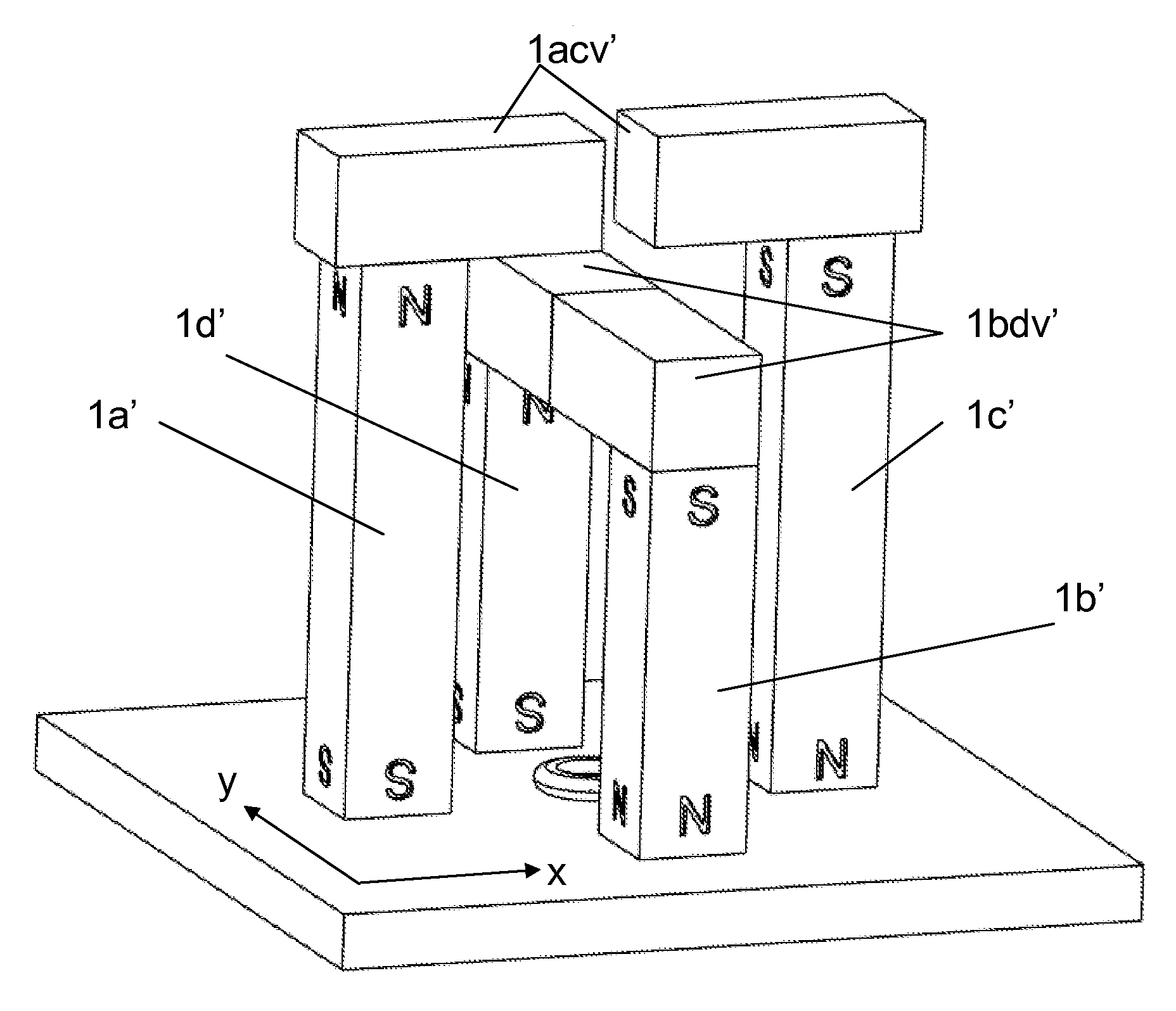 Emus transducer system as well as a method for producing linearly polarised transverse waves with variably predeterminable polarisation direction within a test specimen