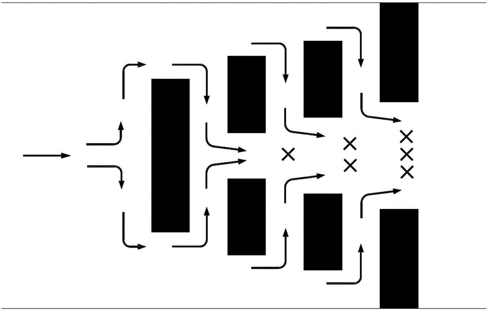 Inverted-V-shaped multi-stage mixed array structure for passive micromixer