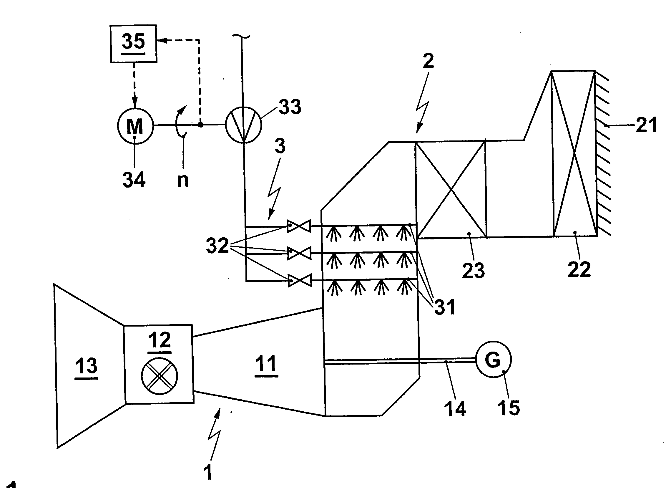 Method for injecting a liquid mist into an intake duct